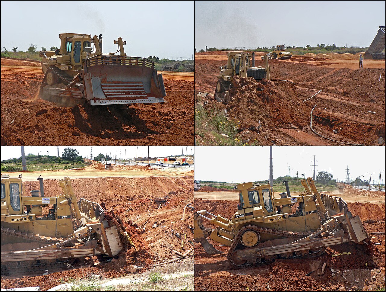Terraplanagem - trator de esteiras movimentando terra